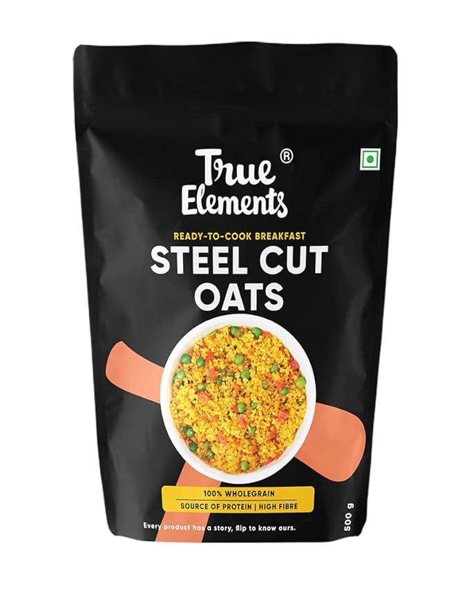 True Elements Steel Cut Oats 200g - Steel Cut Oats for Weight Loss | Sugar Free Oats | Healthy Breakfast | 100% Wholegrain | Diabetic Friendly Oats | Breakfast Cereal