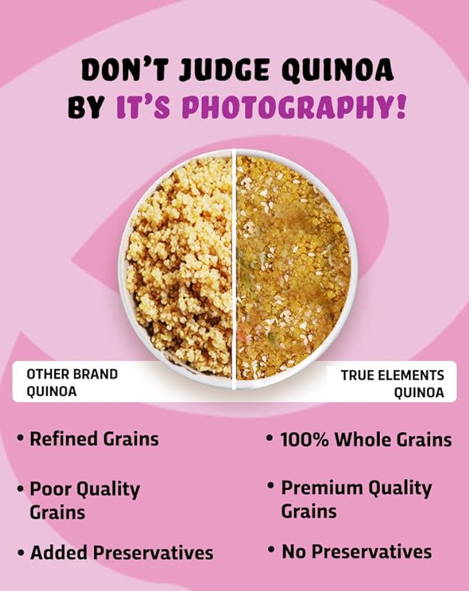 Quinoa 500g by True Elements - Quinoa Seeds | 100% Wholegrain Cereal | High Fibre & Protein Breakfast | Diet Food for Weight Loss | Gluten Free Quinoa