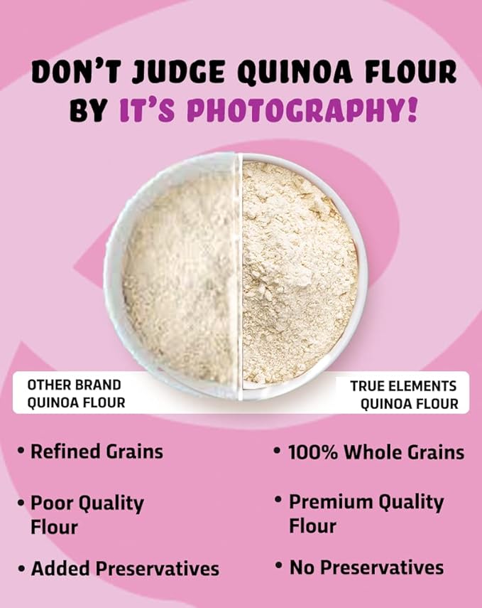 True Elements Quinoa Flour 500 g | Quinoa Flour | Gluten Free | Rich in Dietary Fibre | Protein & Vitamins | Improves Gut Health | Protein & Vitamins | No Preservatives