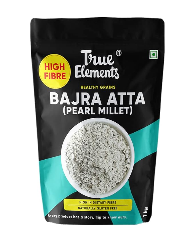 True Elements Bajra Atta 500 g Gluten-Free | Wholegrain Muesli Mix | Nutrient-Rich Pearl Millet Flour | High-Fiber Breakfast Cereal Blend | Healthy food