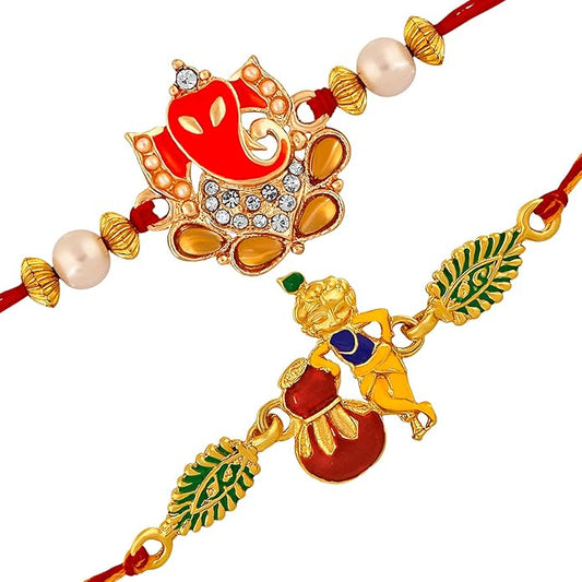 Combo of God Rakhis Crystal and Artificial Pearl