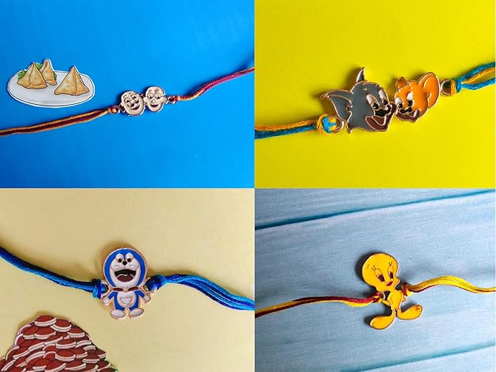 Meenakari Work Enamel Combo of Kids Rakhi