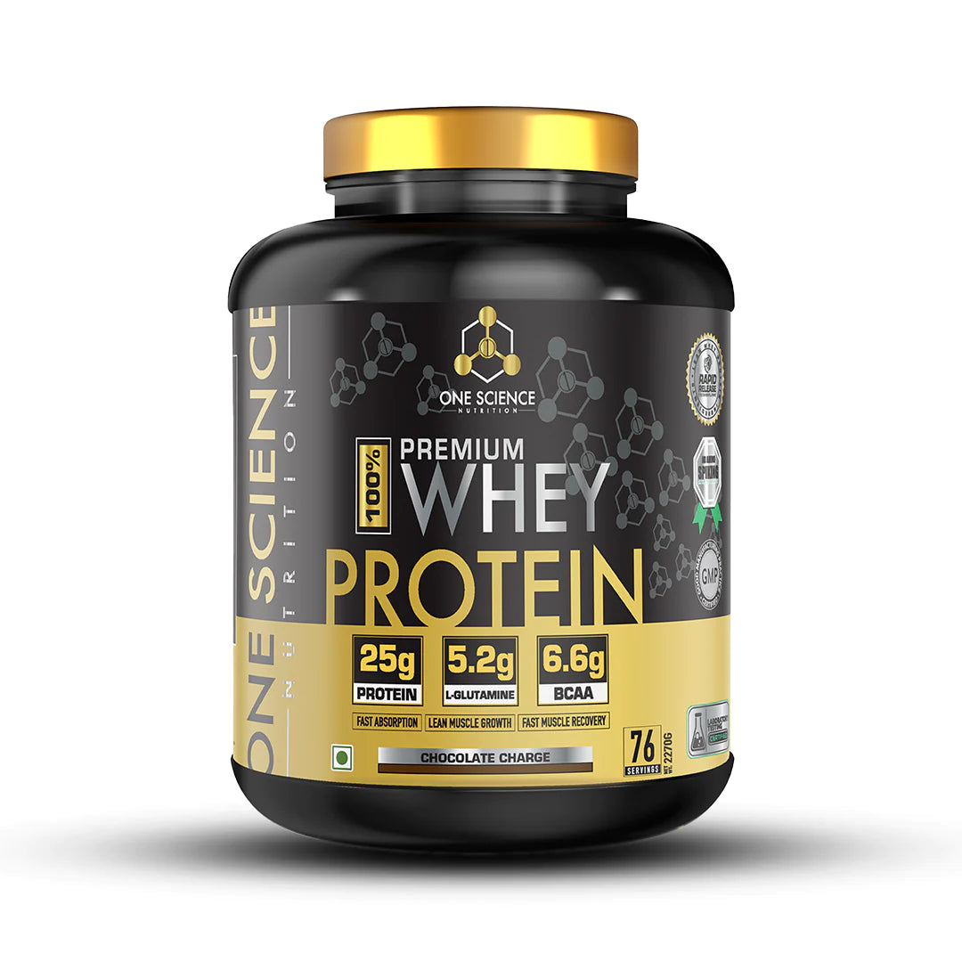 One Science Premium Whey Protein [Made from Grass Fed Whey] – 25g Protein, 6.6g BCAA & 5.2 gms L-Glutamine | Refuels & Repairs Muscles