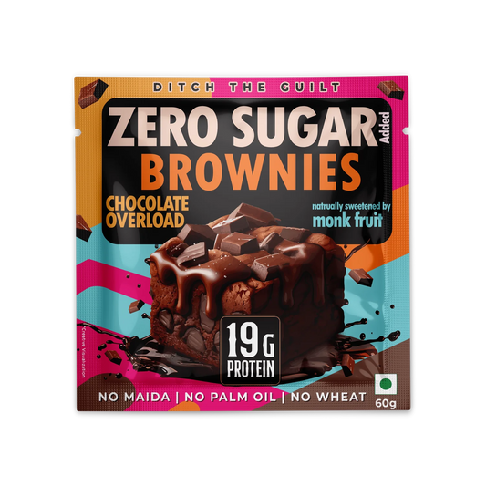 Chocolate Over Load - Protein Brownies - Sugar Free - High Protein & Low Net Carbs - No Oil - No Flour - No Palm Oil - No Maida. 60g