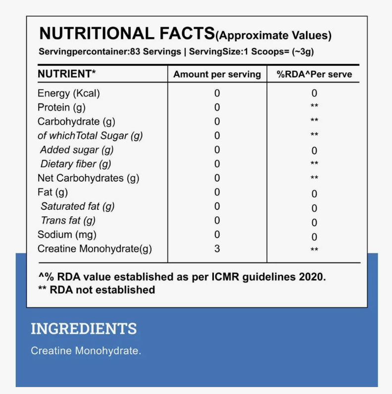 Wellcore Micronised Creatine Monohydrate, 250 g (0.55 lb)