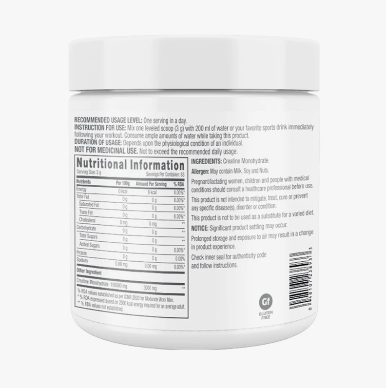 GNC Creatine Monohydrate, 250 g (0.55 lb)