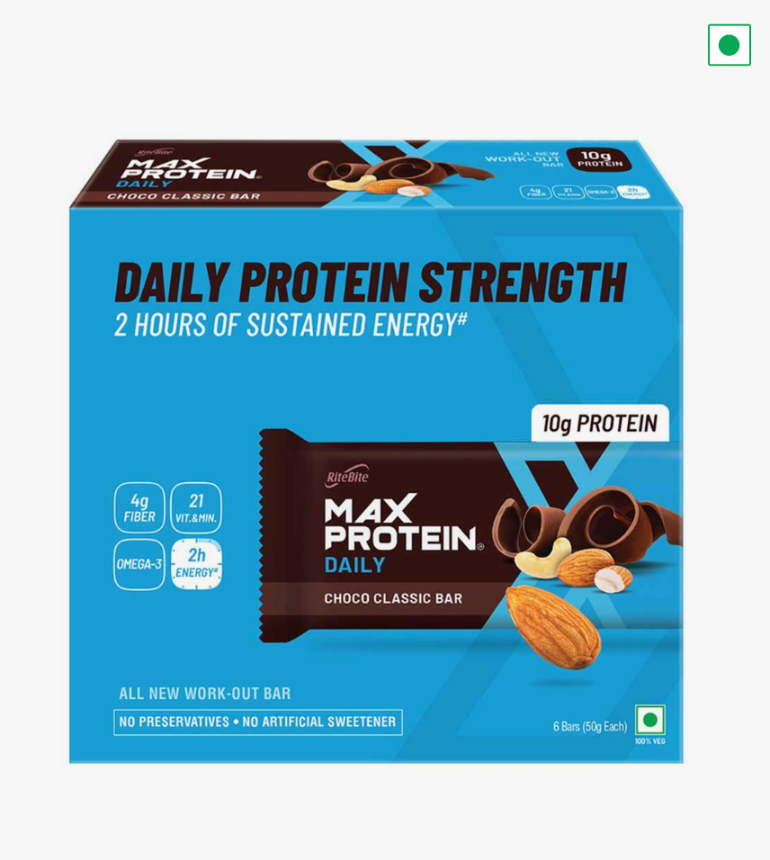 RiteBite Max Protein Daily Bar (10g Protein), 6 bar(s), Choco Classic