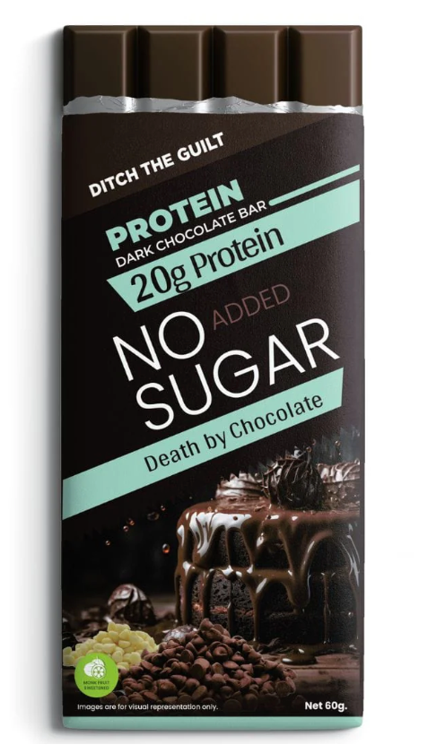 Death By Chocolate - Dark Protein Chocolate - TruNativ Pea Protein - Sugar Free - 60g