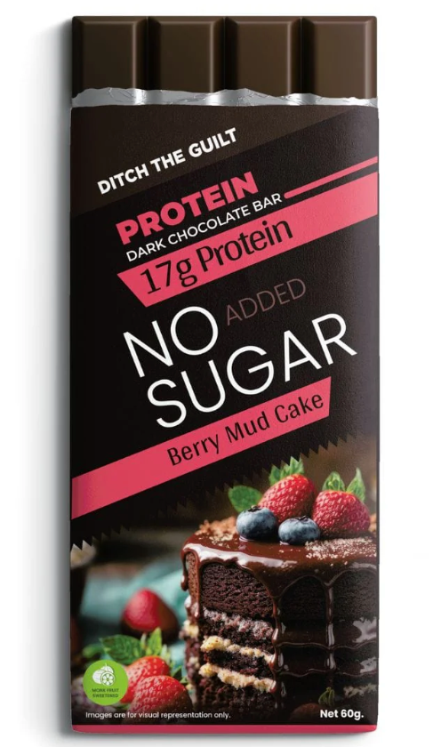 Berry Mud Cake - Dark Protein Chocolate - TruNativ Pea Protein - Sugar Free - 60g