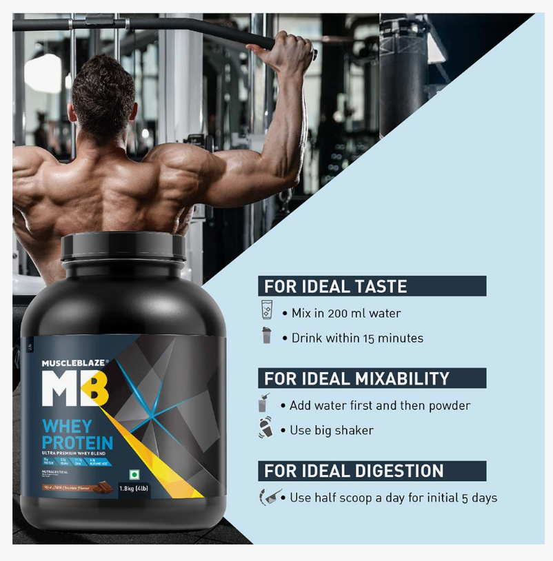 MuscleBlaze Whey Protein, 1.82 kg (4 lb), Rich Milk Chocolate