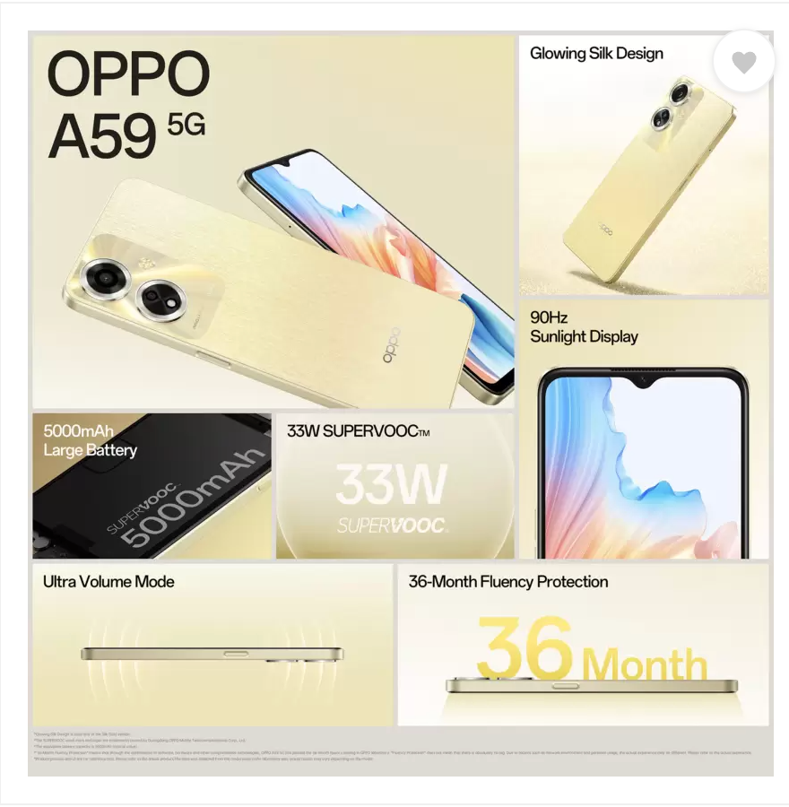 OPPO A59 5G5000 mAh Battery with 33W SUPERVOOC Charger | 6.56" HD+ 90Hz Display