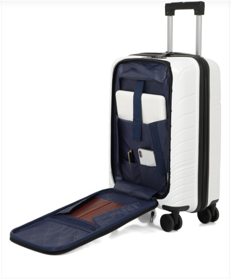 Teakwood Hard-Sided Cabin-Sized Trolley Bag with laptop compartment - 38L