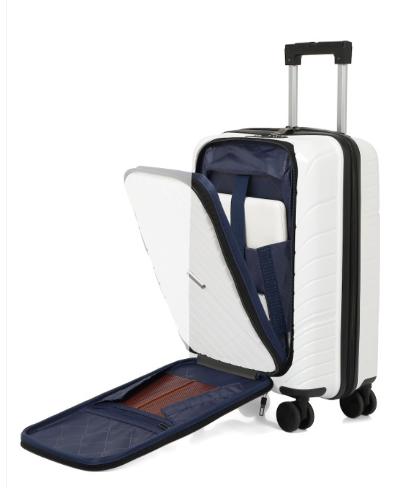 Teakwood Hard-Sided Cabin-Sized Trolley Bag with laptop compartment - 38L