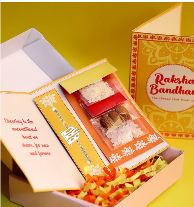 Silver Plated Handcrafted Rakhi Gift Set - Rubans