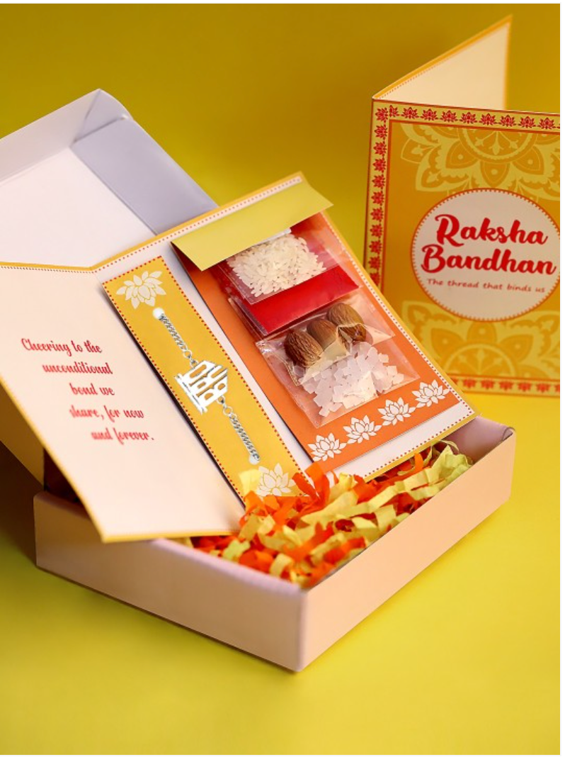 Silver Plated Handcrafted Rakhi Gift Set - Rubans