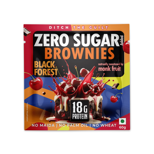 Black Forest - Protein Brownies - Sugar Free - High Protein & Low Net Carbs - No Oil - No Flour - No Palm Oil - No Maida. 60g