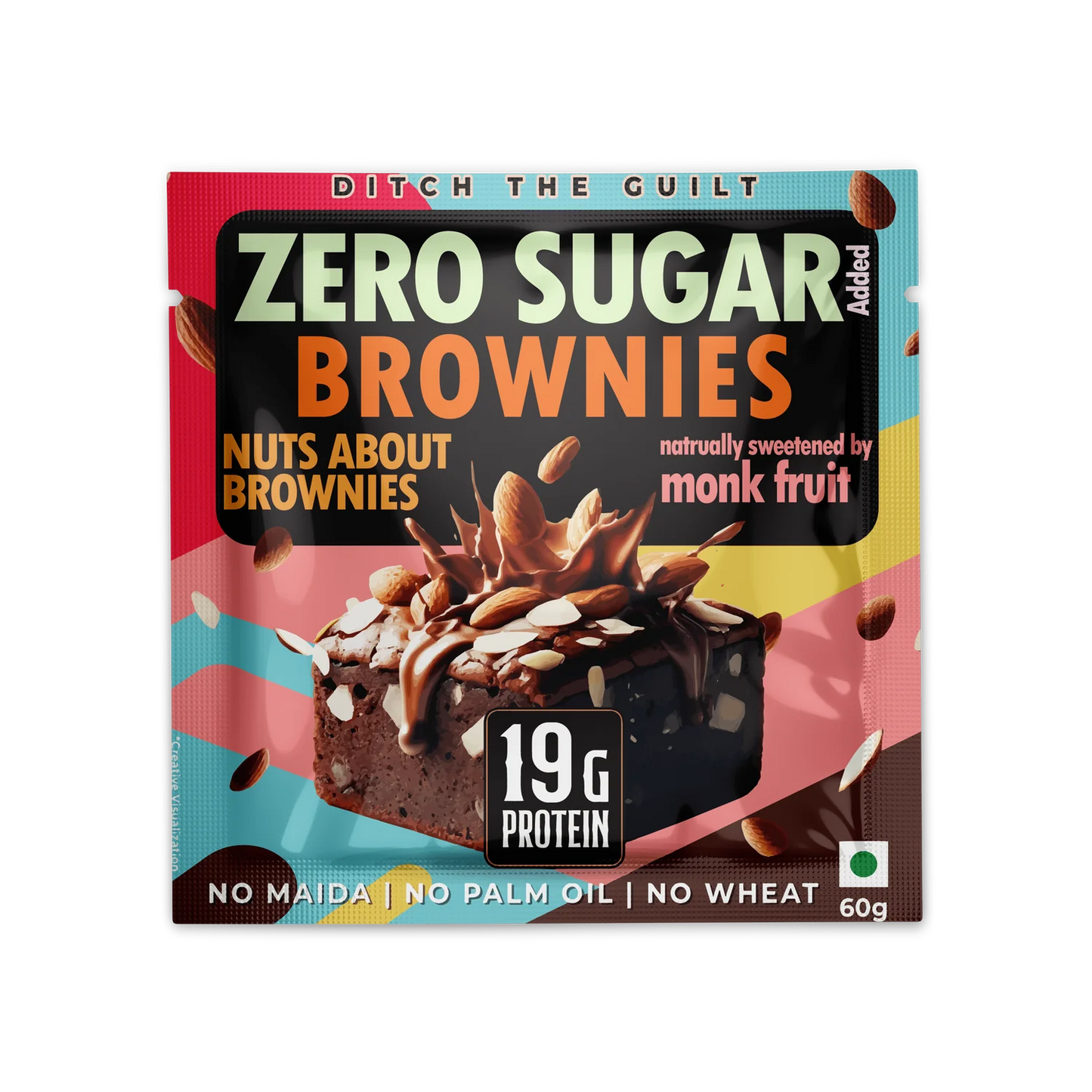 Nuts About Brownie - Protein Brownies - Sugar Free - High Protein & Low Net Carbs - No Oil - No Flour - No Palm Oil - No Maida. 60g